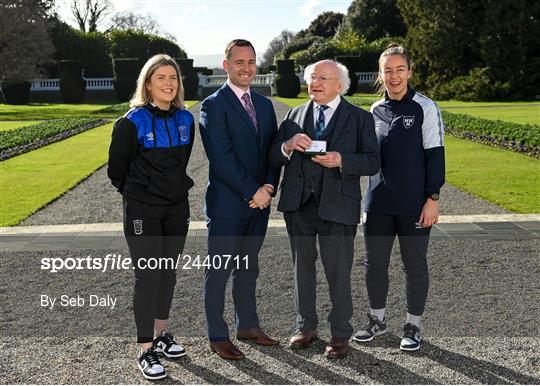 President of Ireland Receives the Team Captains of the FAI Women's President's Cup