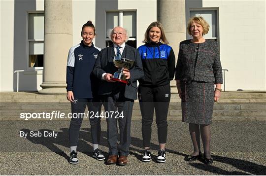 President of Ireland Receives the Team Captains of the FAI Women's President's Cup