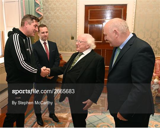 President Receives Representatives from Bohemian FC and St Patrick’s Athletic FC Ahead of 2023 Sports Direct Men's FAI Cup Final