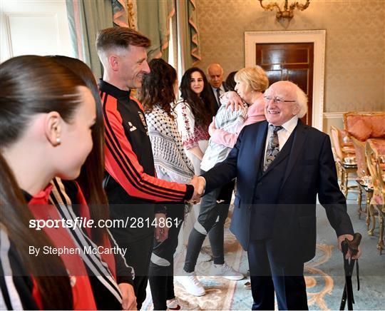 President of Ireland Receives Representatives of the Palestinian Football Association and Bohemian Football Club