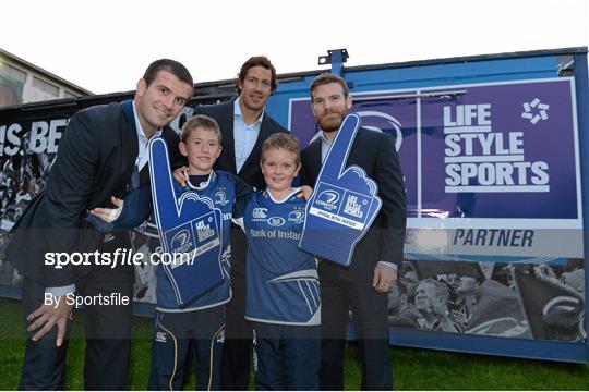 Leinster Supporters with Players in Life Style Sports Leinster Rugby Store