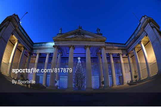 Bank of Ireland Proud Sponsors of Leinster Rugby turns its College Green Branch Blue