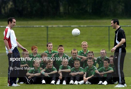 Shelbourne Players training with Danone Nations Cup team