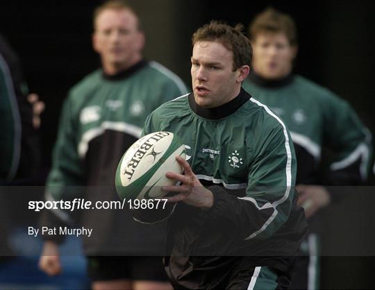 Ireland Rugby squad training Monday