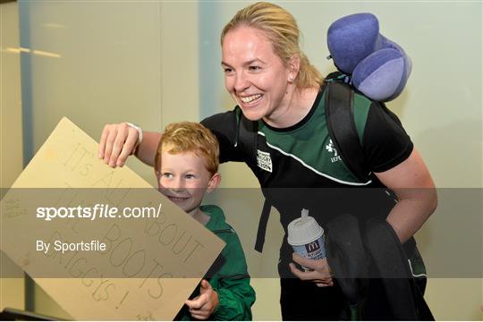 Ireland Women's Rugby Team returns home from the Women's Rugby World Cup