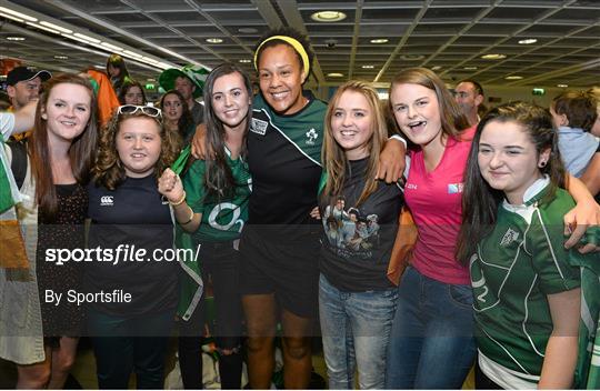 Ireland Women's Rugby Team returns home from the Women's Rugby World Cup