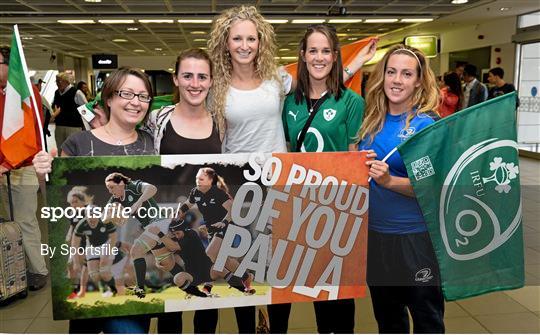 Ireland Women's Rugby Team returns home from the Women's Rugby World Cup