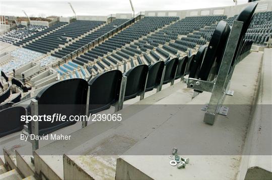 Bucket seats installed at Croke Park for the upcoming soccer international.