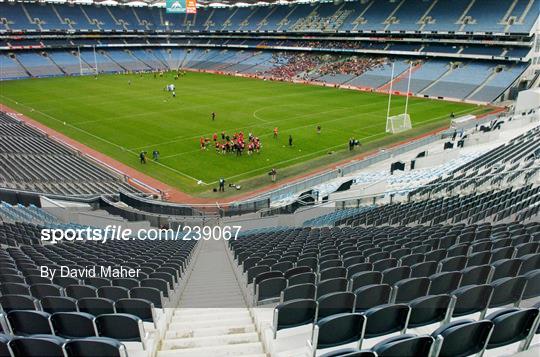 Bucket seats installed at Croke Park for the upcoming soccer international.