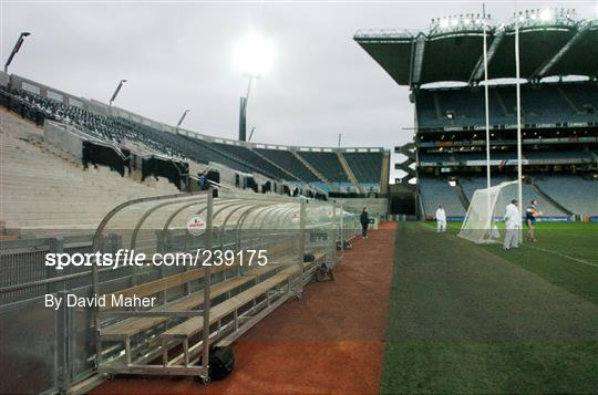 Bucket seats installed at Croke Park for the upcoming soccer international.
