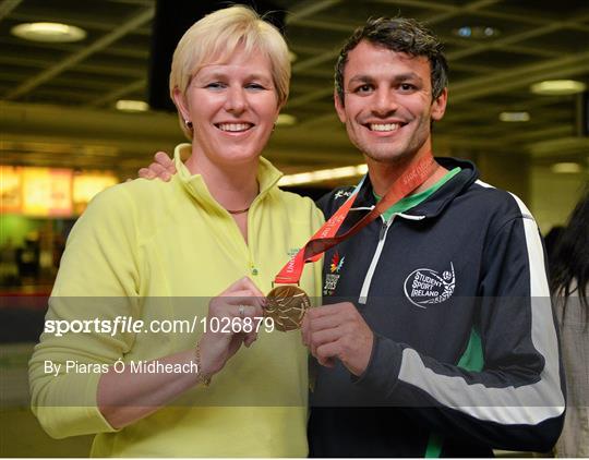 Homecoming of Thomas Barr from the World University Games in Gwangju South Korea