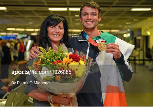 Homecoming of Thomas Barr from the World University Games in Gwangju South Korea