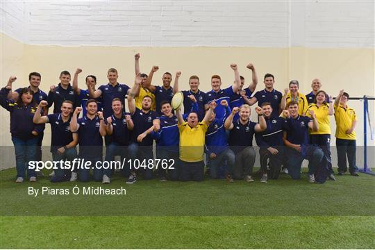 Leinster Rugby Academy players and the Lakers officially unveil the newly renovated Brady Centre