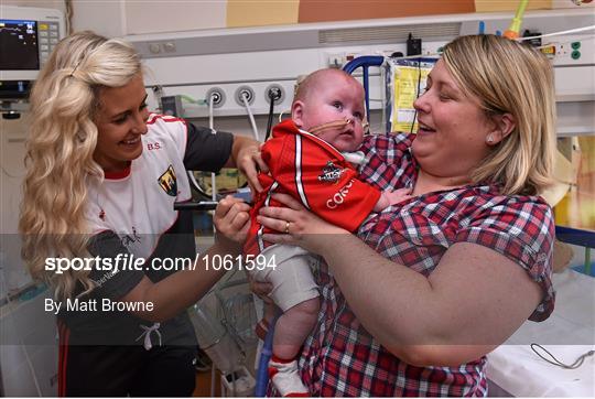 Victorious Cork Ladies Gaelic team visit Crumlin Children's Hospital