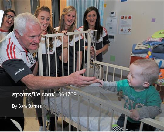 Victorious Cork Ladies Gaelic team visit Temple Street Hospital