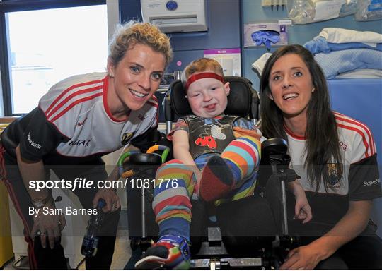 Victorious Cork Ladies Gaelic team visit Temple Street Hospital