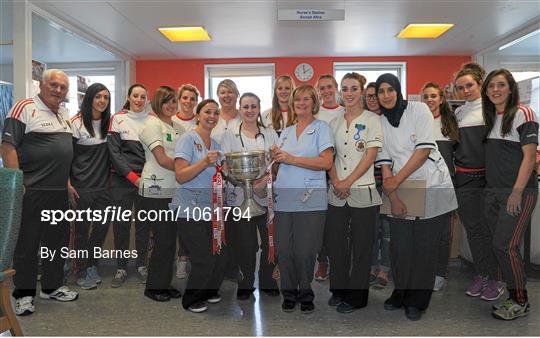 Victorious Cork Ladies Gaelic team visit Temple Street Hospital