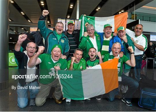 Republic of Ireland Supporters Depart for Poland