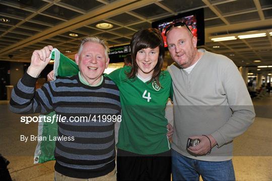 Republic of Ireland team arrive home after qualifying for European Women's U17 Championships Semi-Finals
