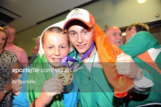 Youth Olympics Gold Medallist Ryan Burnett arrives back to Ireland