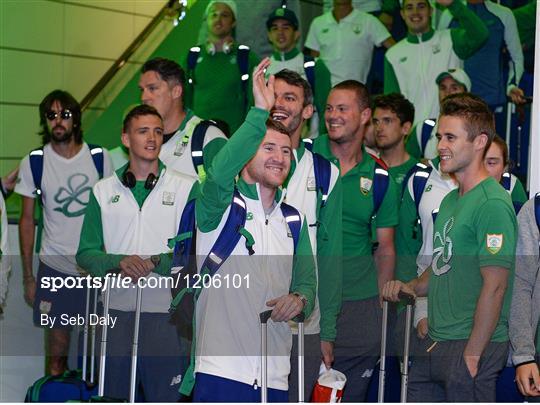 Team Ireland arrive home from the Games of the XXXI Olympiad