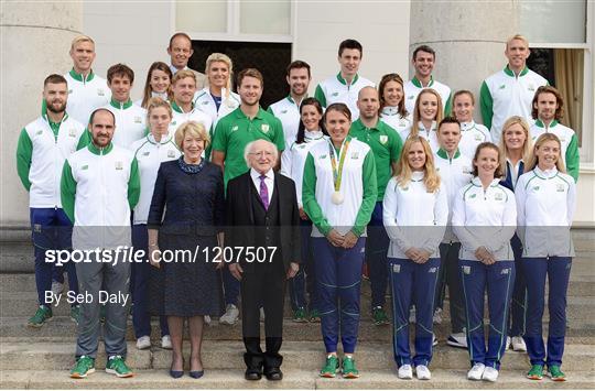 President of Ireland Michael D Higgins hosts a reception for the Irish Olympic Team
