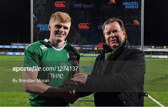 Electric Ireland Player of the Match at Ireland v France - RBS U20 Six Nations Rugby Championship