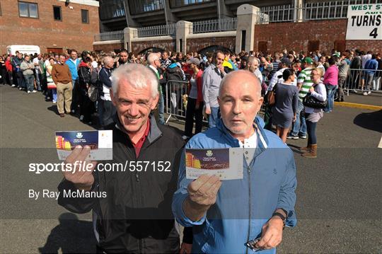Supporters queue to purchase tickets for UEFA Europa League games