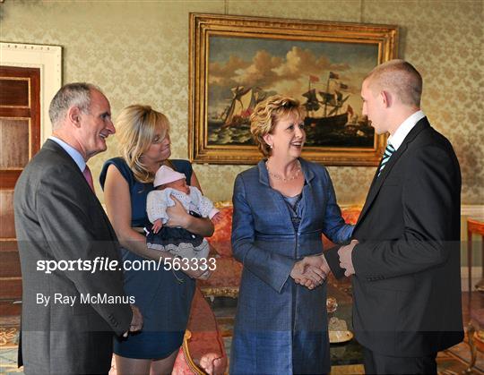 President McAleese receives the Dublin Senior Football team, All-Ireland Football Champions 2011