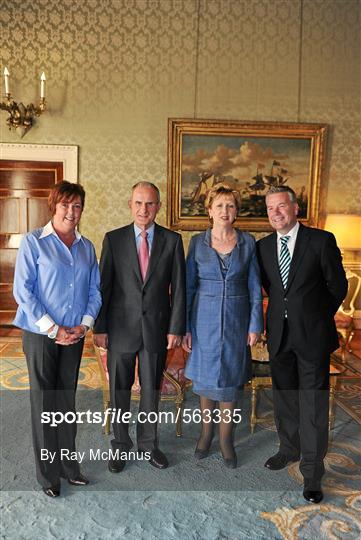 President McAleese receives the Dublin Senior Football team, All-Ireland Football Champions 2011