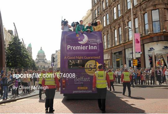 Olympic Medalists Paddy Barnes and Michael Conlan Open Top Bus Tour of Belfast