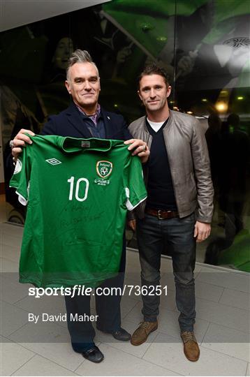 Republic of Ireland's Robbie Keane meets Morrissey