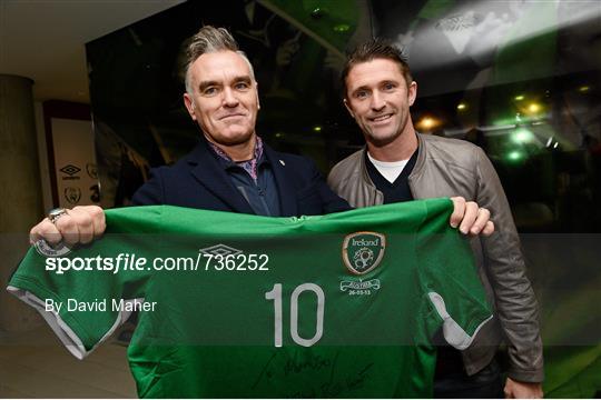 Republic of Ireland's Robbie Keane meets Morrissey