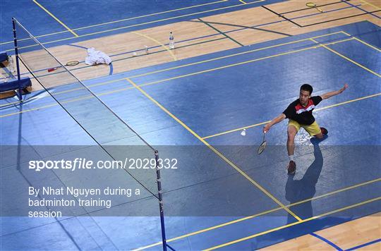 Nhat Nguyen during a badminton training session
